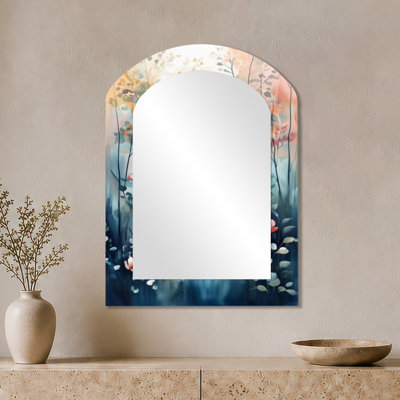 Rustic Decorative Wall Mirror – Delicate Spring Forest Blooms II, Metal Print