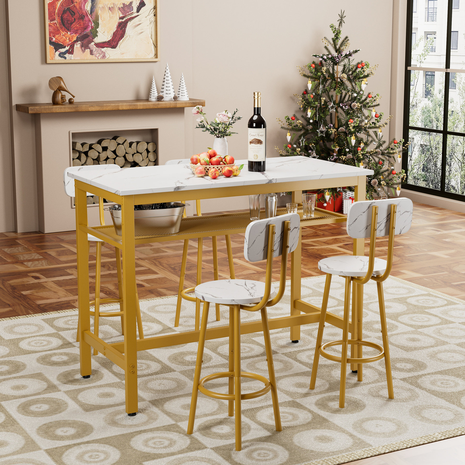 Ebern Designs 5-Piece Kitchen Counter Height Table Set | Wayfair