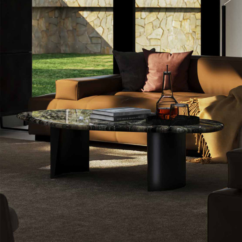 Table basse irrégulière en marbre, Multi-couleur, H 15,7 po x L 59,1 po x l 31,5 po
