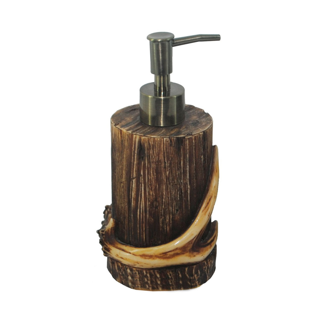 Brown Resin Antler Rustic Cabin Lodge Soap Lotion Dispenser Paseo Road by HiEnd Accents