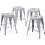 Tabourets de bar sans dossier en métal argenté antique, hauteur du comptoir (lot de 4), démontables, faciles à nettoyer, structure pour la cuisine et la maison, non empilables, design gain de place, montage facile, imperméables