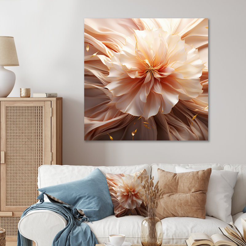 Art liquide liquide délicat blanc et rose clair I, Toile tendue, 24" H x 24" W