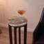 Round Marble Wood Cross Leg Drink Table