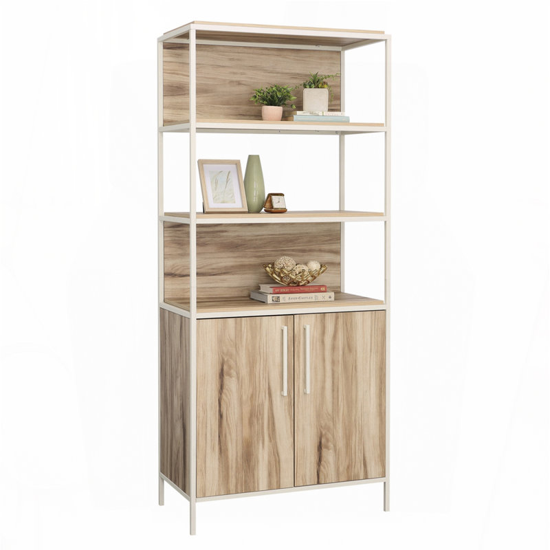 Bibliothèque avec portes, finition brune