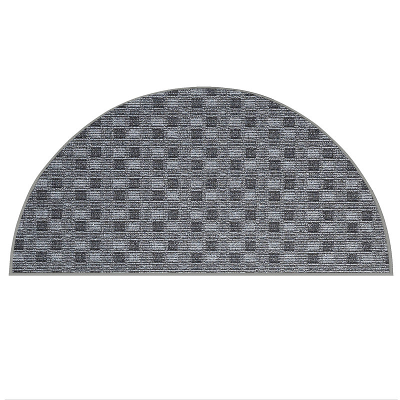 Tapis noir abstrait intérieur / extérieur, Demi-cercle 66 po x 132 po