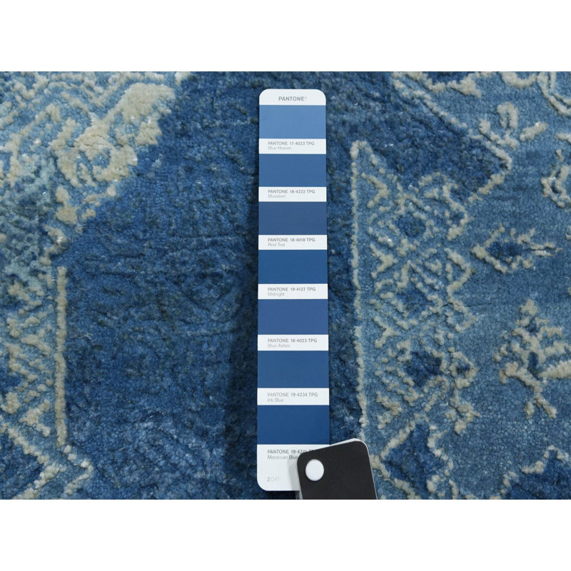 Scottlynn One-of-a-Kind Round 12'0" X 12'1" New Age Round Area Rug in Blue