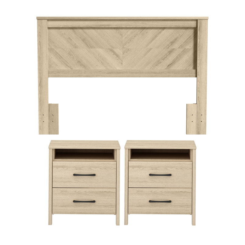 Advaith Modern 3 Piece Bedroom Set, Oslo Oak