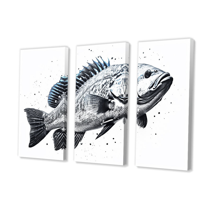 Ensemble de décorations murales monochromes noir et blanc «I» - corail sous l'eau, H 40 po x l 60 po