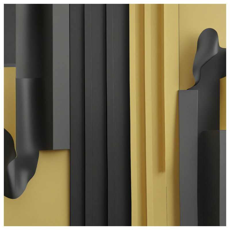 Tapis de bain abstrait noir et jaune, L 24 po x L 17 po