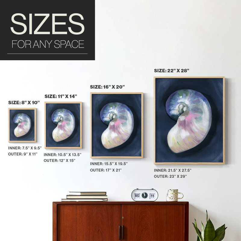 Lost Shell II Framed Print - Solid Wood, Natural, 11" H x 9" W