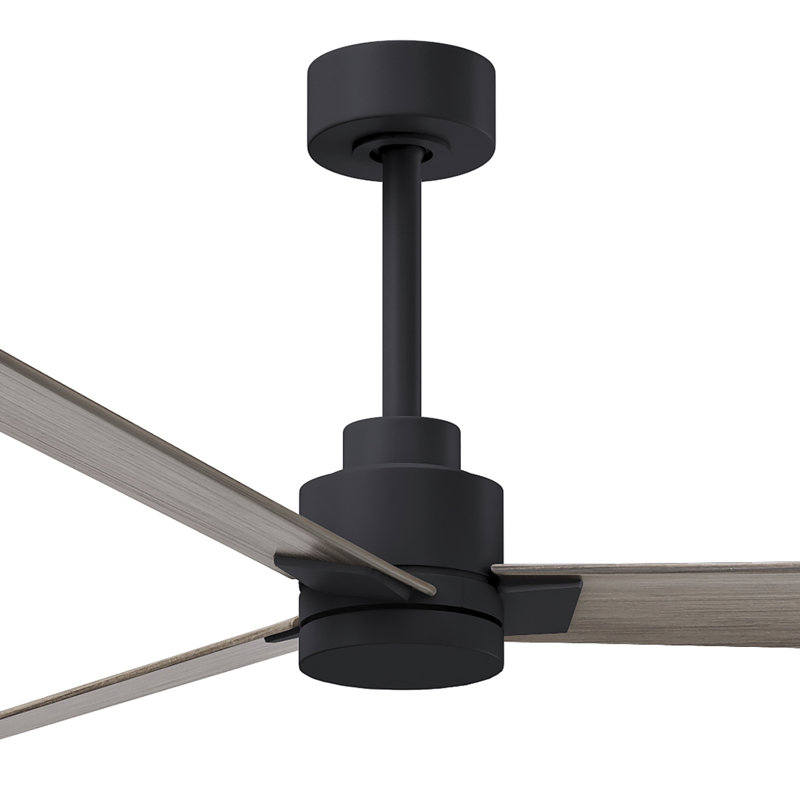 Alessandra Outdoor Downrod Ceiling Fan, Matte Black, Gray Ash Tone