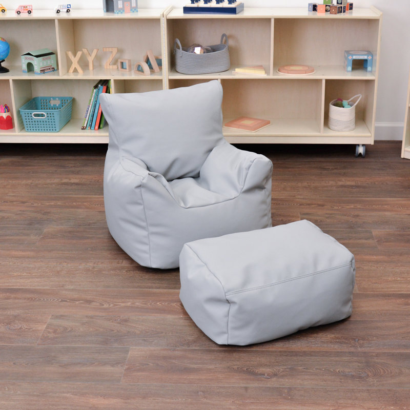 Fauteuil confortable et repose-pieds, Polyuréthane gris