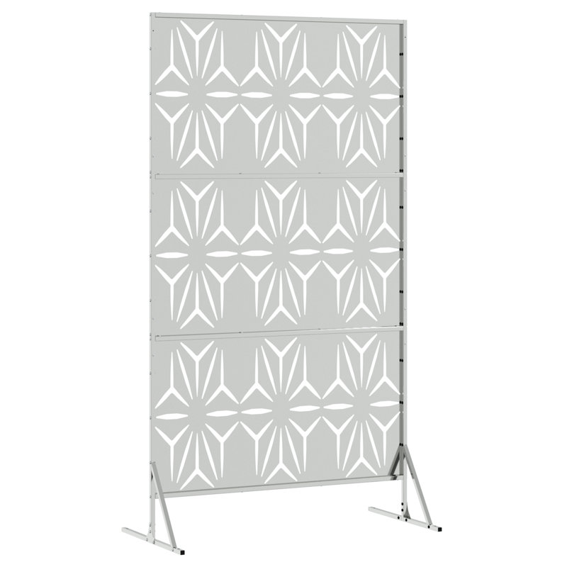 Metal Fence Panel Metal Large Patterned, Grey