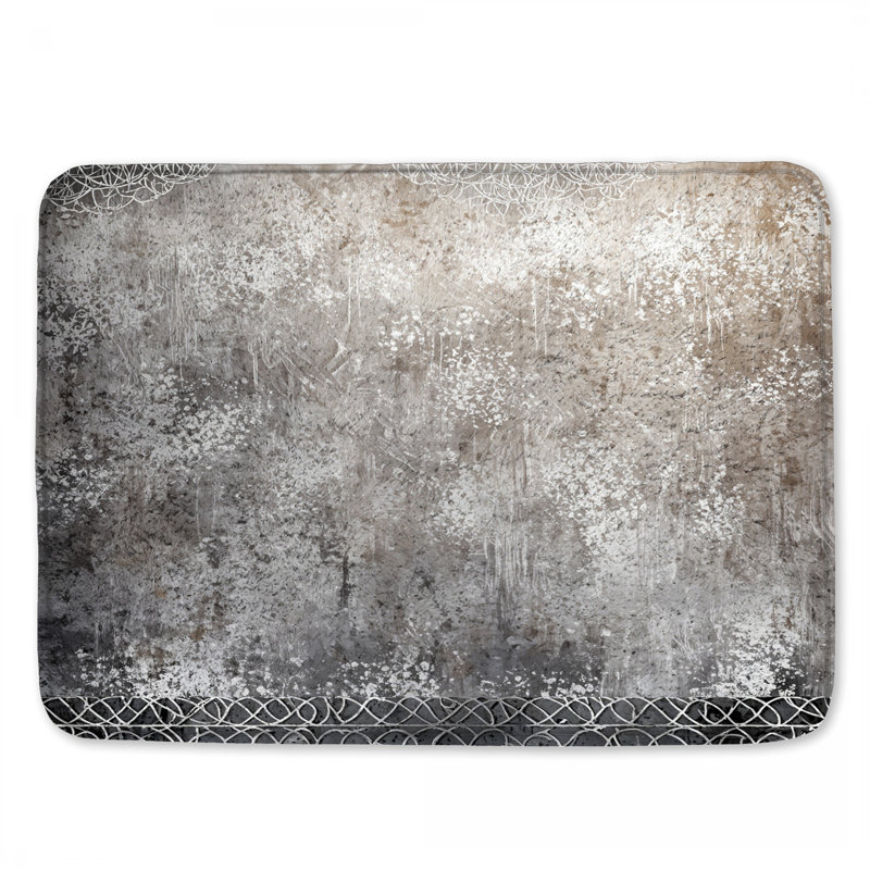 Tapis de bain argenté à texture abstraite, L 24 po x L 17 po