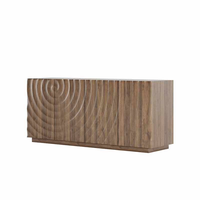 Buffet avec rangement, buffet de rangement moderne à 4 portes, armoire de plancher luxueuse avec anti-déversement autoportant pour la cuisine, le salon, buffet rectangulaire de 59 po de largeur