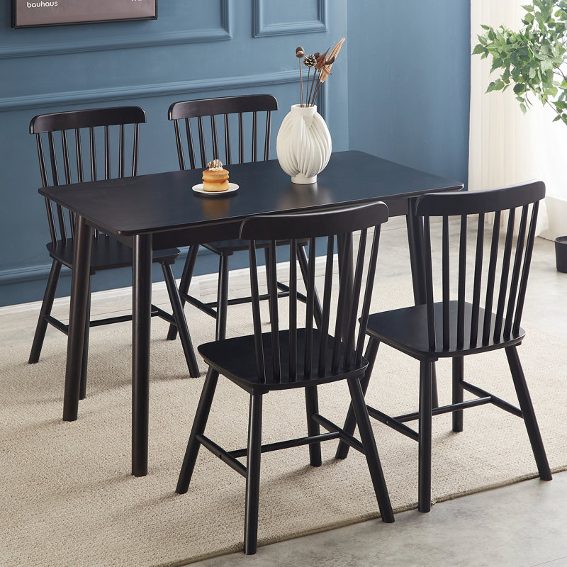 Ternell Rubber Wood Dining Chairs, Black