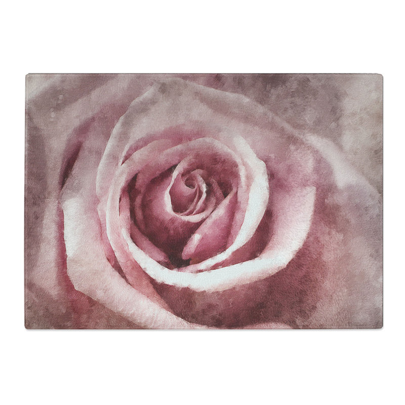Tempered Glass Pretty in Pink Rose Flower Chopping Board, 28.5 cm x 39 cm