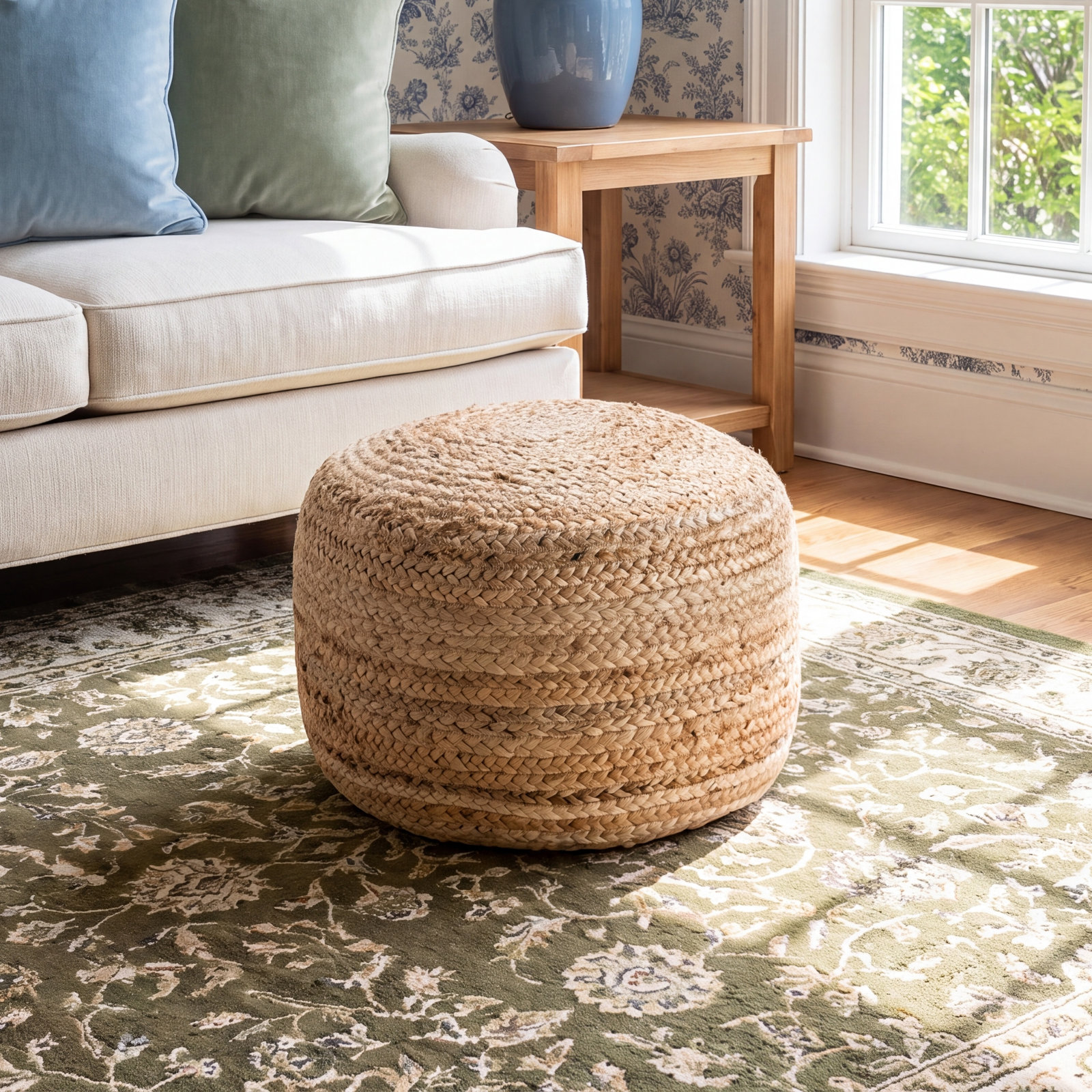 Teele 18" Pouffe, Natural