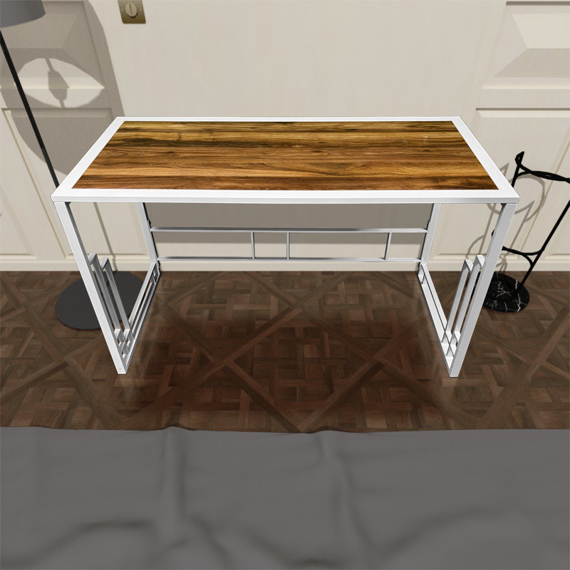 Bureau avec structure en métal et finition noyer