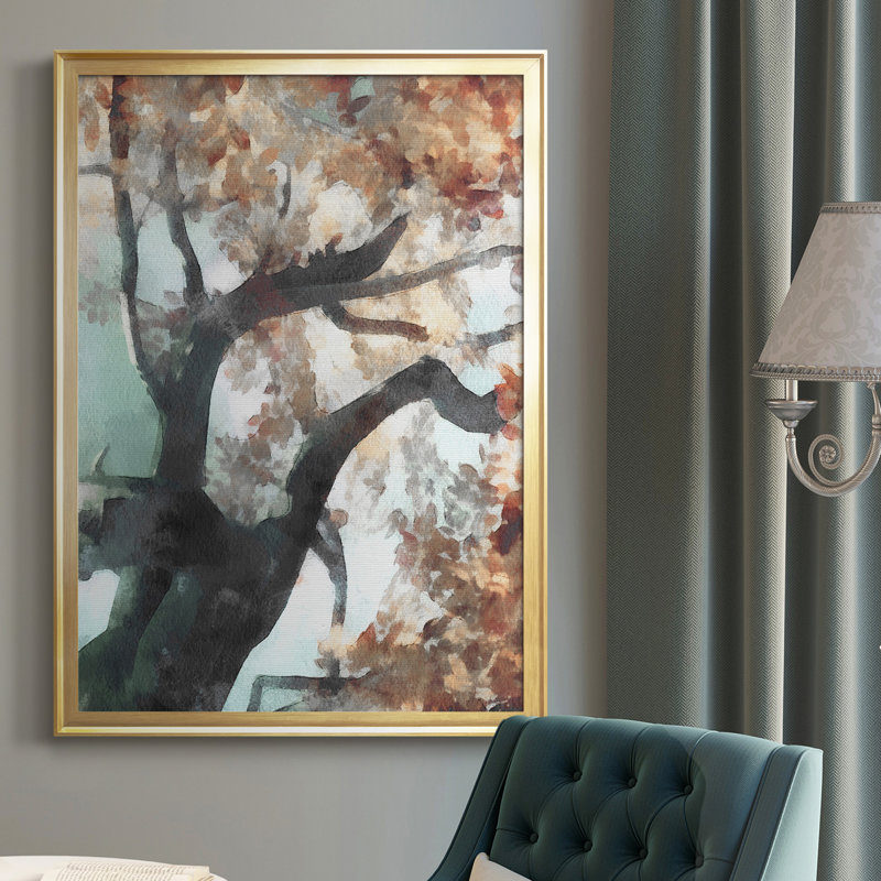 Fall Tree I - Peinture sur toile encadrée, Or, H 42,5 po x l 30,5 po x P 1 po
