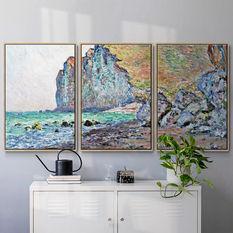 Falaises des petites encadrées sur toile, 3 pièces, H 24 po x l 48 po x P 2 po, Naturel