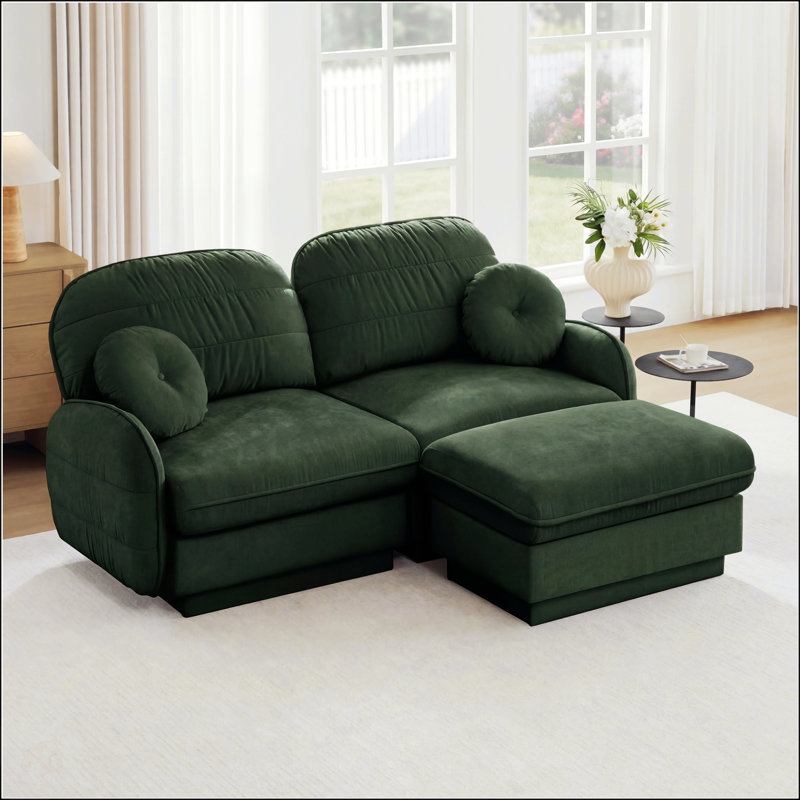 Canapé en L Chenille Cloud, Green Chenille, Vert
