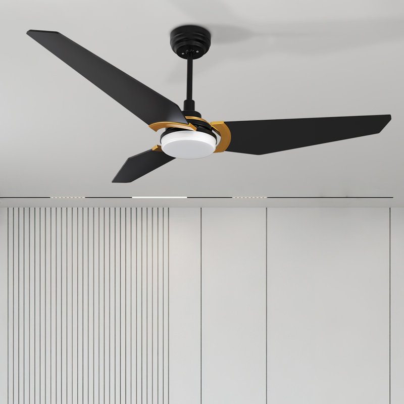 56'' Ceiling Fan with LED Lights, Black, Dark Walnut