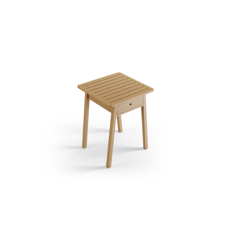 Square Ash Outdoor Side Table , 56cm cm W 56cm cm D, Light Brown