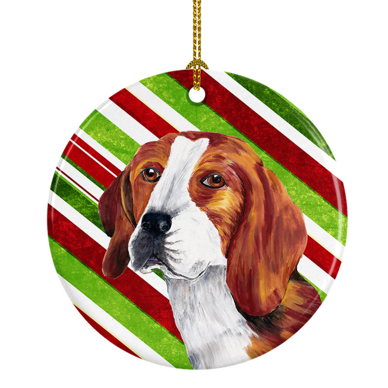Ornement figurine suspendu en céramique de noël beagle