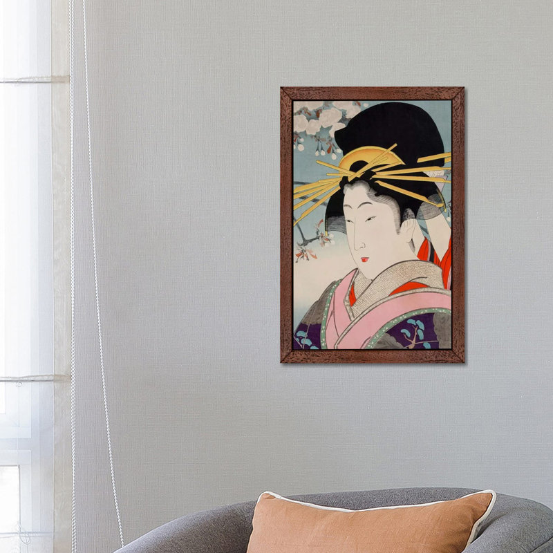 A Courtesan - Painting on Canvas, Brown Floater Framed, 66.04 cm H x 45.72 cm W
