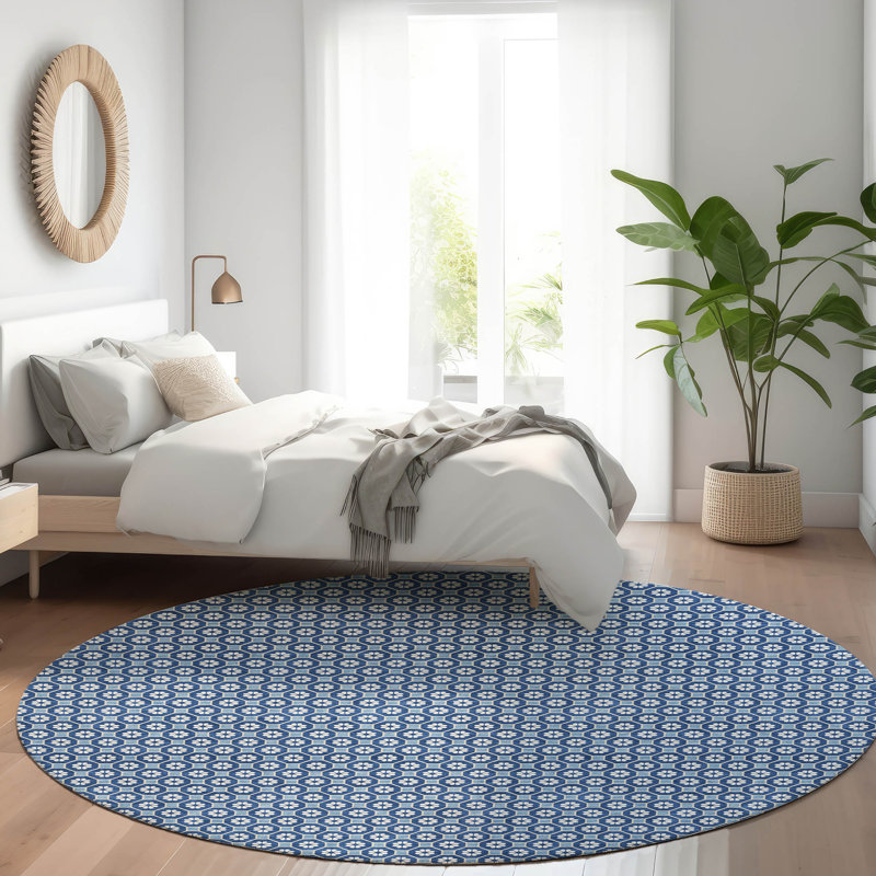 Tapis intérieur / extérieur bleu Ballara, 8 pi x 8 pi