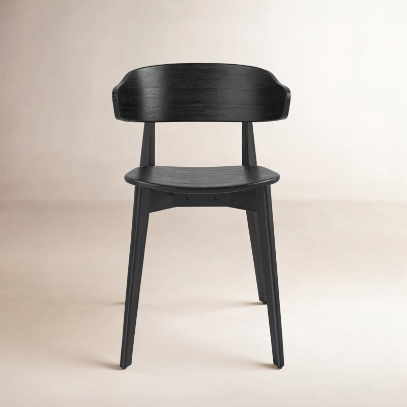 Chaise d'appoint à oreilles en bois massif Kassel, Noir, noir, noir, noir