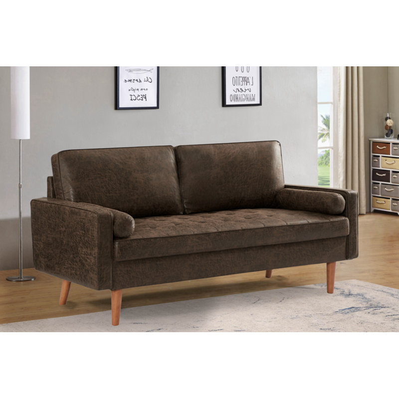 Canapé rembourré 68,89 po Laja, Tissu brun foncé