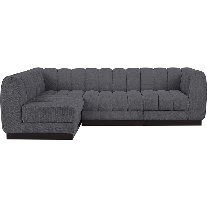 Quinn 4 - Piece Upholstered Sectional, Grey Chenille Fabric