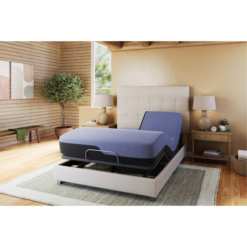 Grand matelas et base ajustable - Glace bleue, mousse à réponse rapide, relaxation musculaire 12 po pour la housse, fondation en mousse structurelle, sommeil relaxant