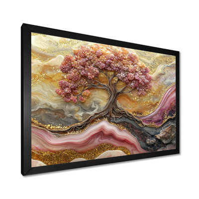 Pink Golden Marble Infinite Tree Of Life III - Tree Of Life Wall Art