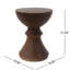Table d'appoint d'extérieur en béton brun côtelé 16 po avec motif de sablier - Résistant aux intempéries pour patio