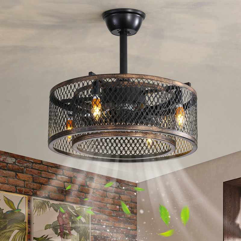 20 Inch Caged Ceiling Fan With Lights