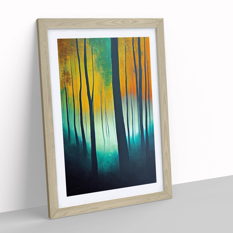 Vibrant Forest No.4 - Wall Art, 66cm H x 48cm W, Oak Framed Paper, White