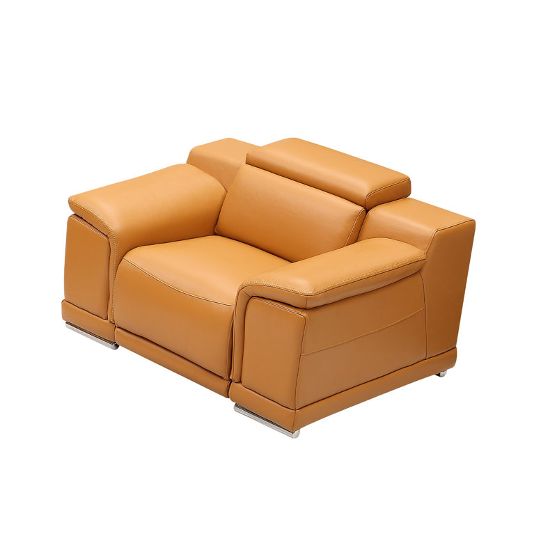 Fauteuil inclinable électrique en cuir, Cuir orange