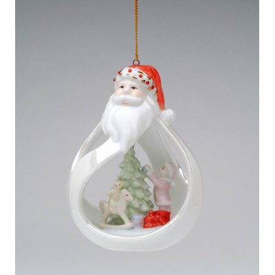 White Holiday Santa Ornament 