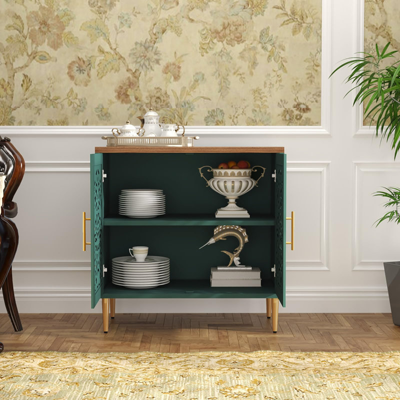 MDF 2 - Door Rectangle Accent Cabinet, Green