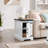 Farmhouse End Table, Rectangular Nightstand With Barn Door And Adjustable Storage Shelf, Small Bedside Table-737095396