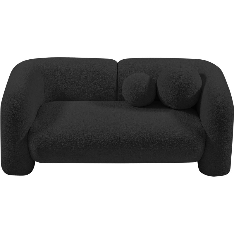 Causeuse Emory, Tissu bouclé noir