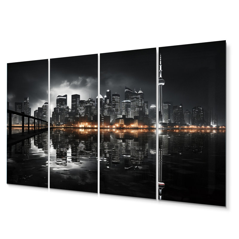Canada Cityscape Noir I - ensemble de décorations murales en métal Canada