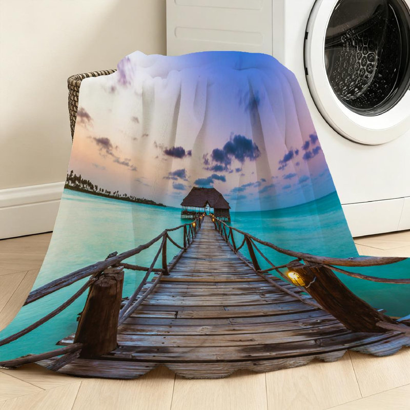 Jeté en flanelle de polaire bleu ultra doux, imprimé Zanzibar, Throw 30" x 40"