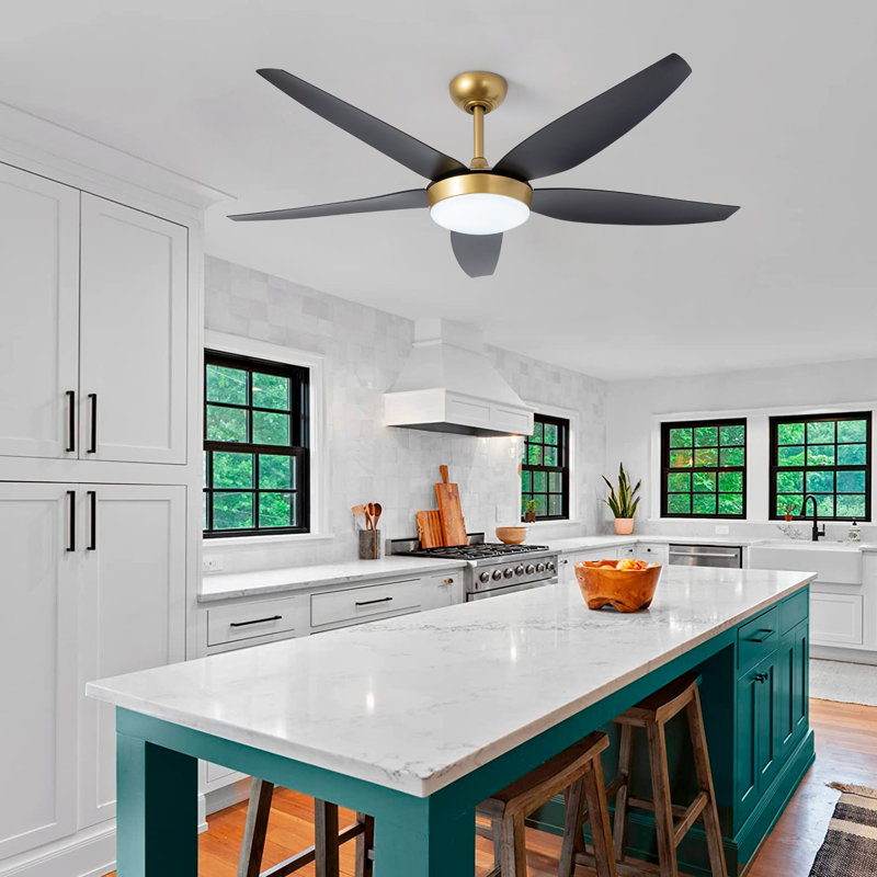 56" 5 - Blade Reversible Ceiling Fan With LED Light and Remote Control