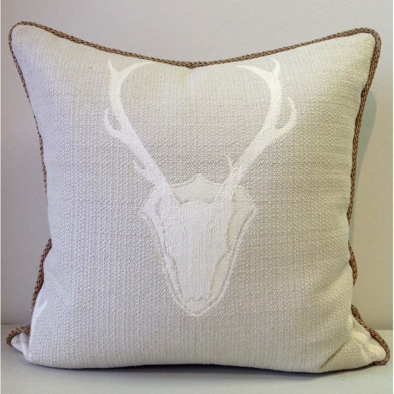 Oh Deer Cotton Feathers Throw Pillow, Tusk