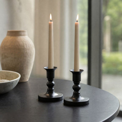 Decorative Candleholders Black Taper Candle Holders Set Of 2 Vintage Metal Candlestick Holders Decorative Table Candle Stands For Dining Table Wedding Party Home Mantel Decor