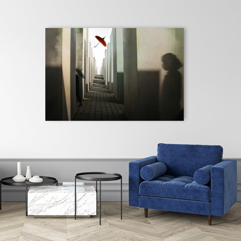 Berlin Memorial Umbrella Geometric Minimalist Modern Architecture Landscape Wall Art Print 1 Piece Wrapped Canvas Wall Art